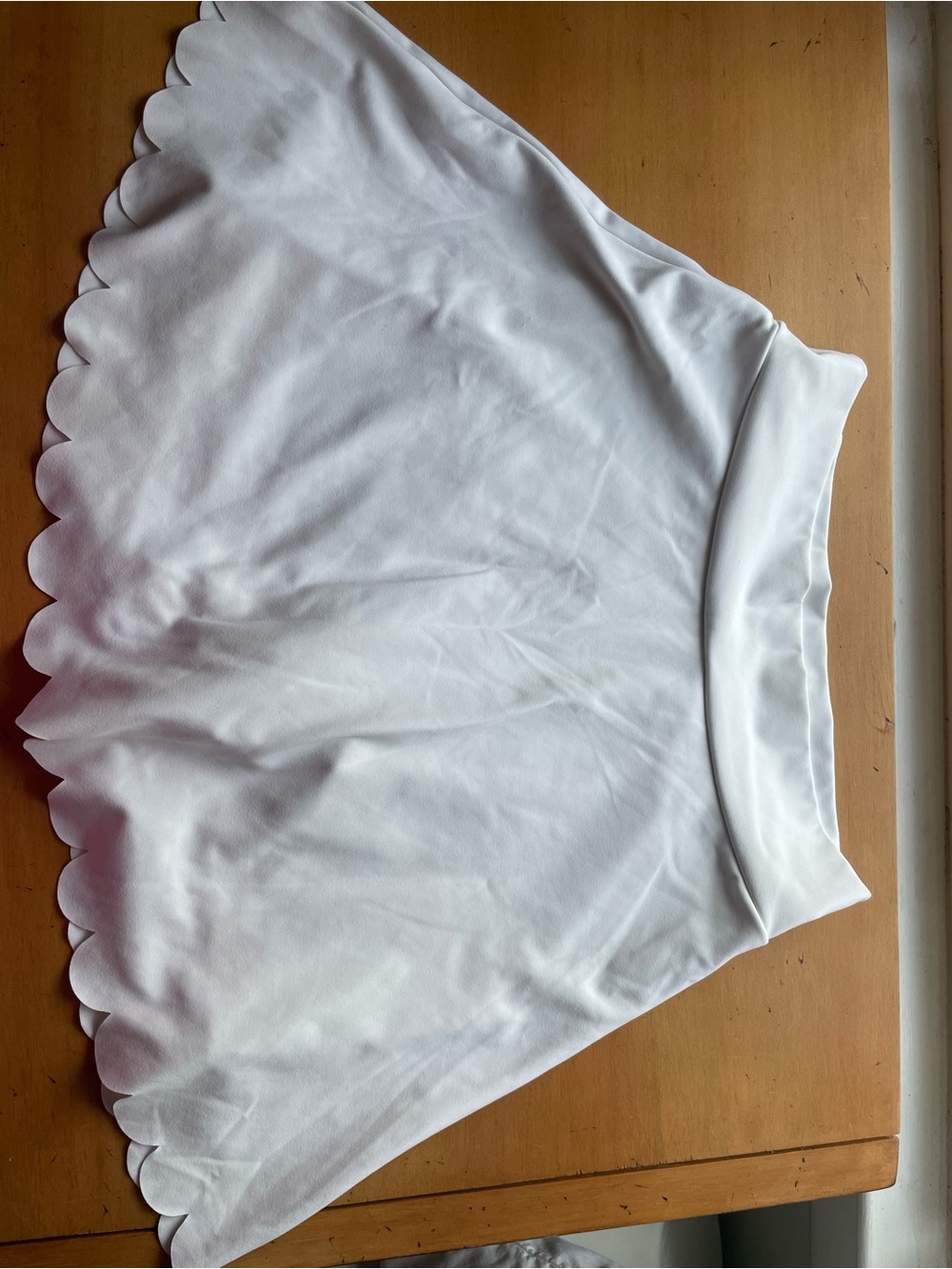 White Scalloped Hem Women's Skort